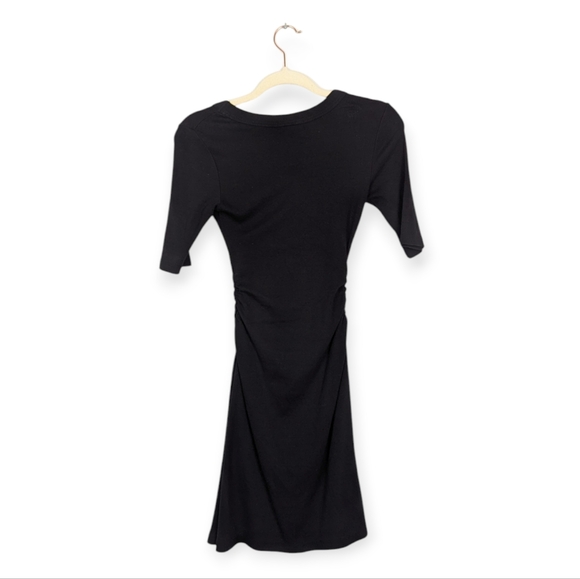 NWT Michael Stars Black Ultra Ribbed Mona Ruched Side Mini Dress Size S - Picture 2 of 10